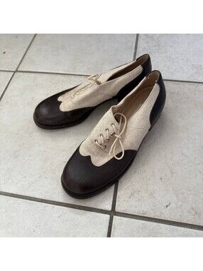 Enzo Angiolini Spectator Oxford Shoes Womens 8M Linen Leather Two Tone